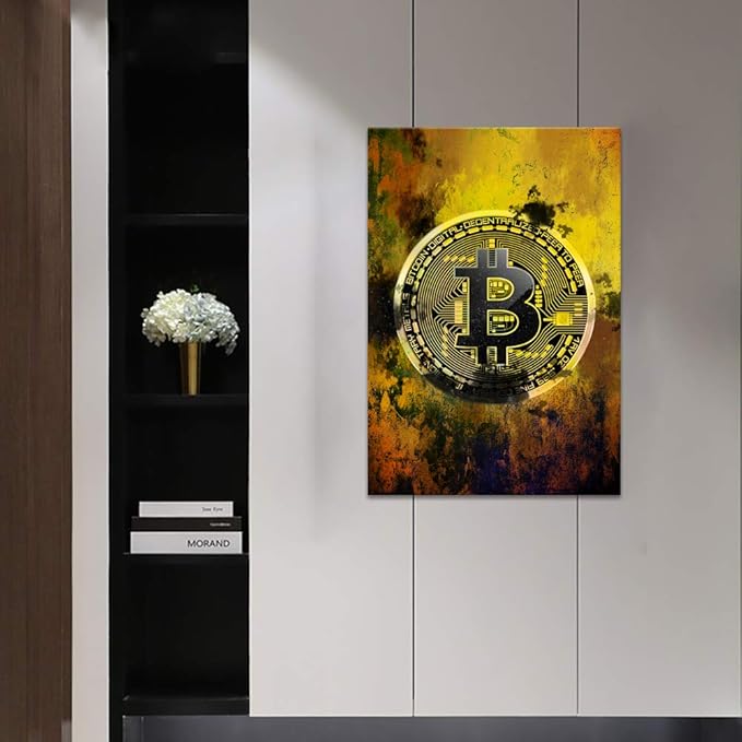 Bitcoin Inspirational Wall Art Motivational Entrepreneur Pictures Cryptocurrency Trader Hodler Canvas Painting Modern Hodl Crypto Btc Posters Prints Artwork for Office Decorations Framed (24¡±Wx36¡±H)