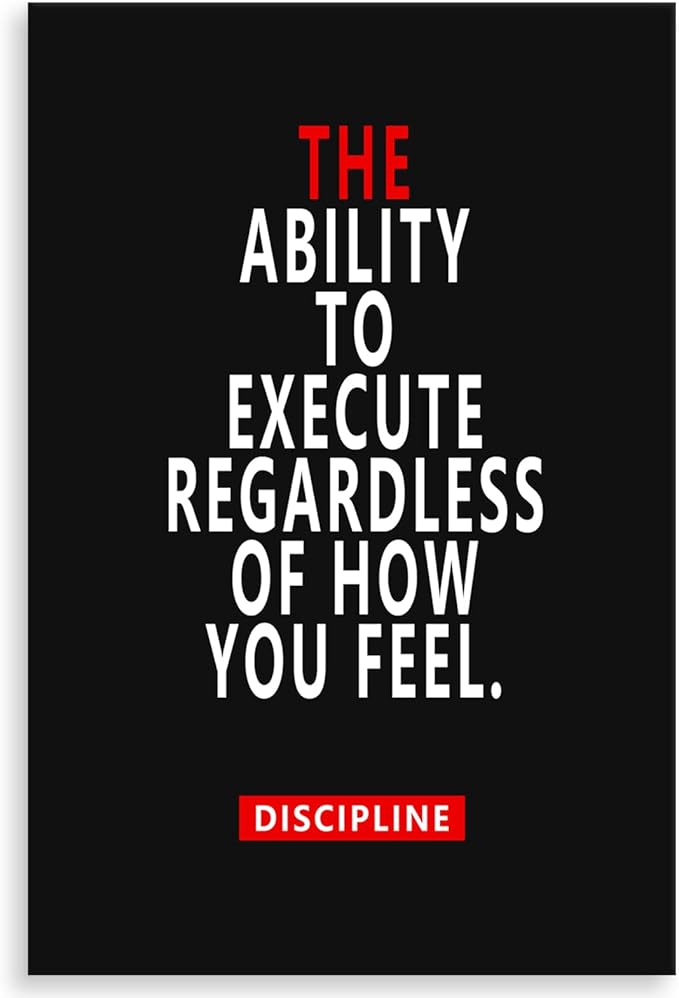 Motivational Discipline Posters Inspirational Wall Art Picture Printed Stretched and Framed for Living room Wall Art Modern Home Decor Canvas Painting Artwork Ready to Hang[12''W X 18''H]