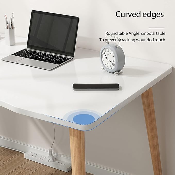 27.5 Inches Small Computer Desk for Home Office,Modern Simple Style for Home Office Study,Study Student Writing Desk,Home Office Desks,4 Curved Table Corner Protection,White (White)