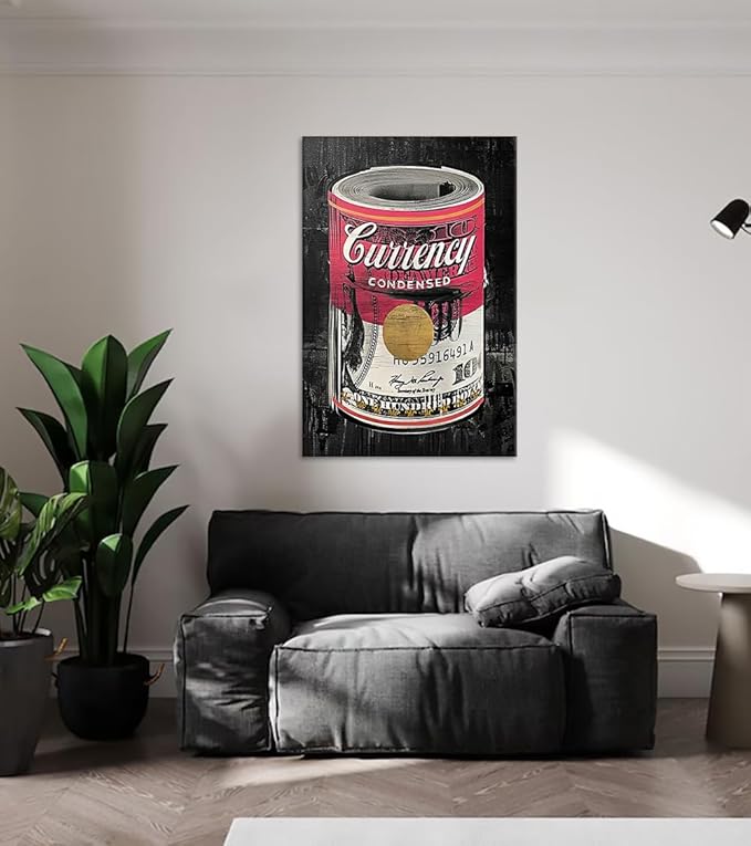 Large Canvas Wall Art Dollars Roll Motivational Posters Inspirational Money Picture Print Artwork Ideal for Office Home Living Room Classroom Wall Decor 28x44inch