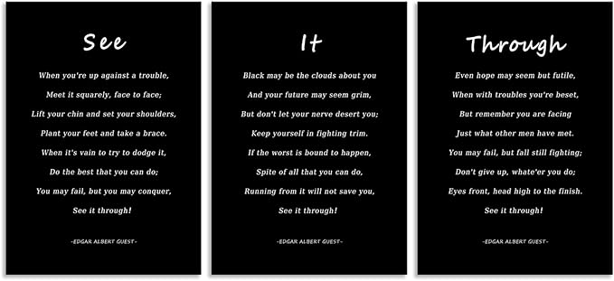 WYJDFART Inspirational Wall Art See It Through Poem Positive Quotes Motivational Wall Decor Printed 3-Piece Canvas Poster for Office Bedroom and Living Room Ready to Hang [60''Wx 28''H]