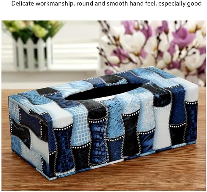 Stylish Tissue Box Luxury Tissue Box Modern Tissue Box Cover and Living Room Decoration for Bathroom Kitchen Office Room Home Decor Gift Modern Tissue Box (Color : Blue, Size : Small) (Blue Medium)