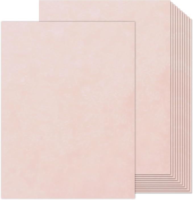 90PCS Vintage Paper 8.5 x 11 in Parchment paper for Writing Letter writing Paper, Decorative Printer Paper for Invitation, Letter, Resume, Award, Diploma, Art, Craft (Pink)