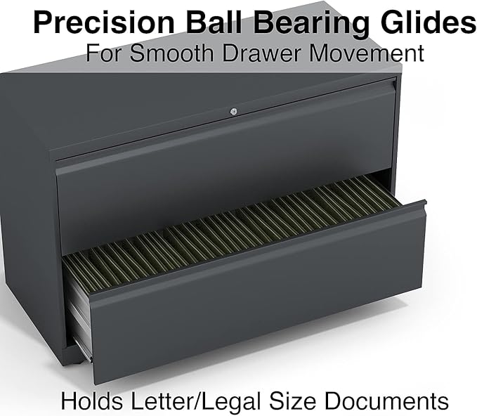 Lorell 2-Drawer Lateral File, 42 by 18-5/8 by 28-1/8-Inch, Charcoal