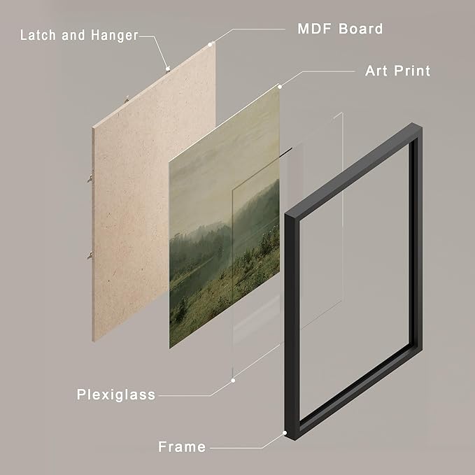 SIGNWIN Framed Poster Wall Art Set of Vintage Landscape, Sketches Art, Rustic Framhouse Decor for Living Room, Bedroom, Office - 11"x14"x 8 Black