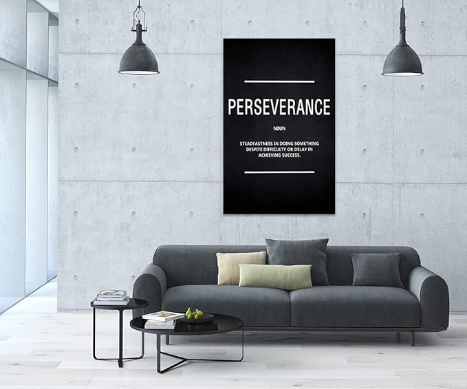 Inspirational Canvas Wall Art Motivational Painting Perseverance Noun Pictures Inspiring Entrepreneur Quote Success Posters and Prints Artwork Decor for Home Office Framed Ready to Hang (28" Wx44 H)