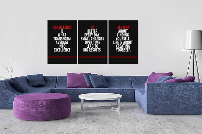 Inspirational Poster Motivational 3 Pieces Wall Art Entrepreneur Quote Canvas Prints Artwork for Living Room Office Modern Home Decor Painting Pictures Stretched and Framed Ready to Hang[72''Wx 36''H]