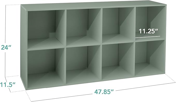 Best Choice Products Kids Bookcase 8-Cube Storage Organizer, 11in Shelf Opening, Bookshelf, Toy Storage, Customizable w/ 3 Removable Back Panels – Sage