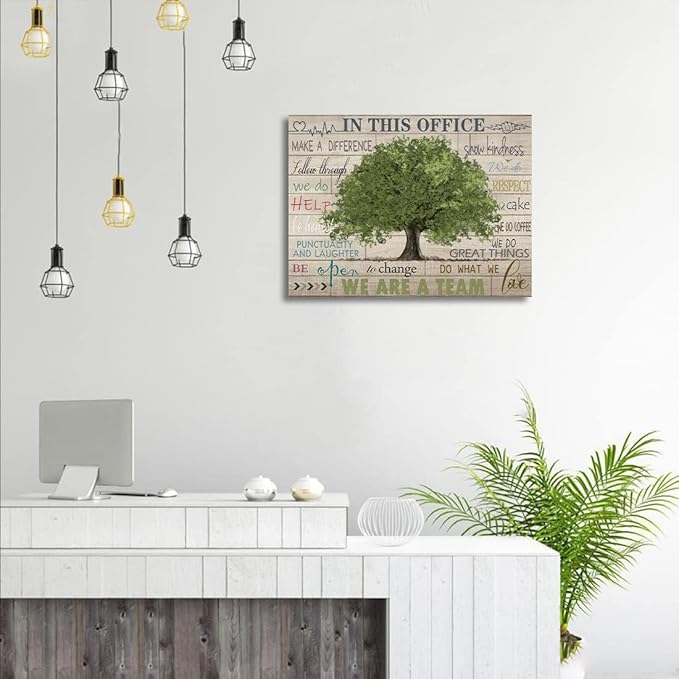 Inspirational Quotes Wall Art Prints Motivational Sayings Wall Decor Rustic Green Tree Picture Posters Framed Canvas Wall Décor for School Office Classroom College Decoration, 12x16 Inch