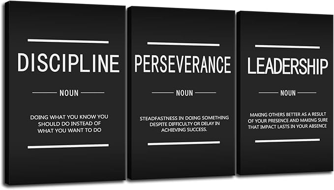 Motivational Canvas Office Print Wall Art Inspirational Picture Discipline Perseverance Leadership Noun Poster Painting Inspiring Artwork for Home Living Room Office Decor Ready to Hang[72''Wx 36''H]
