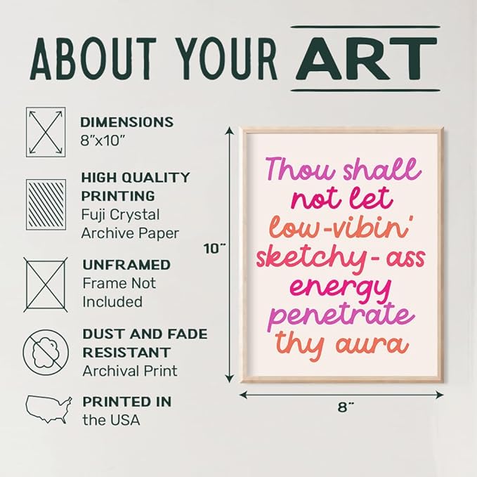 Motivation Quotes Wall Art - Home Office Wall Decor for Women - Positive Quotes Poster - Funny Sayings Wall Decor - Inspiration - Inspirational quote - Zen Wall Art - Funny Print