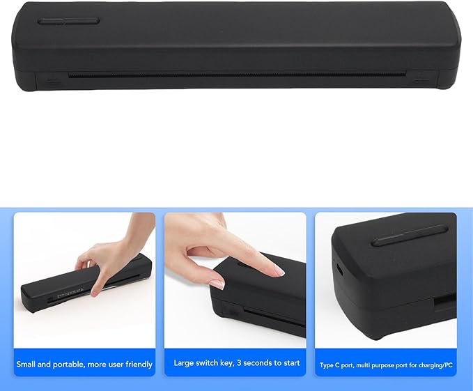 Eujgoov Portable Wireless Inkless Printer, USB Rechargeable Mini Printer, High Definition 203DPI for Home, Office, Travel Use