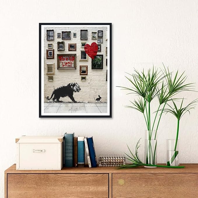 Inspirational Wall Art Run for Your Lives Motivational Posters Tiger and Rabbit Canvas Print Wall Decor for Office Classroom Living Room Decor Ready to Hang 12X16inch