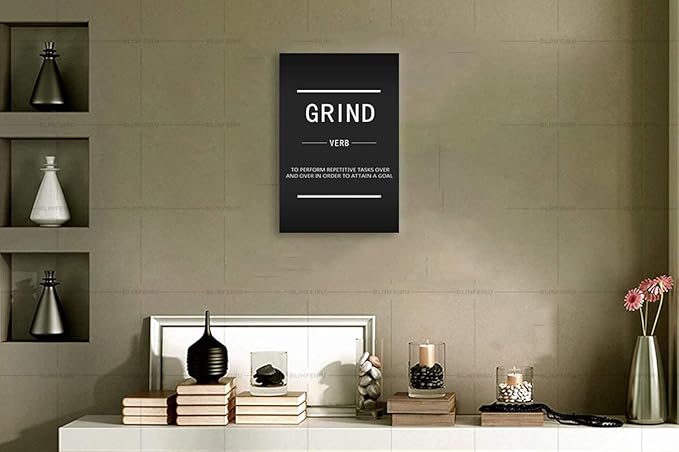 Modern Motivational Canvas Wall Art Grind Verb Inspiring Poster Prints Inspiring Quotes Posters for Entrepreneurs Home Decor Office Home Art Frames Ready to Hang[24''W x 36''H]
