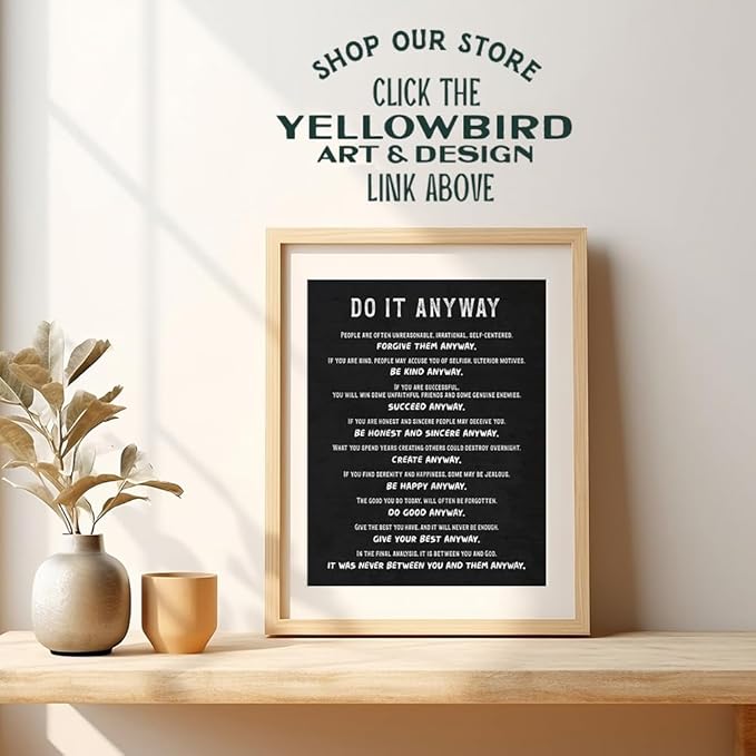 Inspirational Quotes Wall Decor for Men - Black Office Wall Decor - Motivational poster - Motivational Wall Art - Office Wall Art & Decor - positive Sayings - Do It Poster 8x10 Yellowbird Art & Design