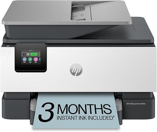 HP OfficeJet Pro 9125e Wireless All-in-One Color Inkjet Printer, Print, scan, copy, fax, ADF, Duplex printing best-for-office, 3 month Instant Ink trial included, AI-enabled (Renewed)
