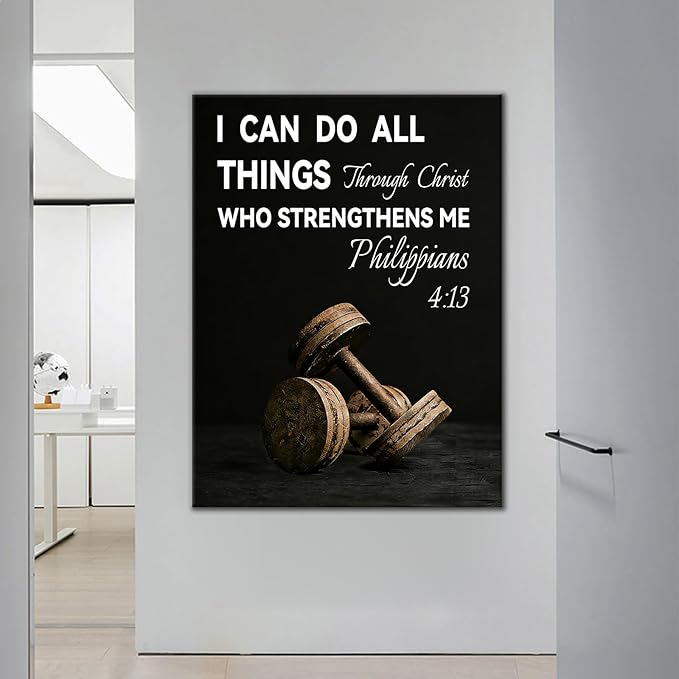 I Can Do All Things Motivational Office Wall ArtPositive Quotes Design Resilience Inspirational Picture Print Wall Decor Artwork for Modern Living Room School Gym Stretched and Framed [30''W X 40''H]