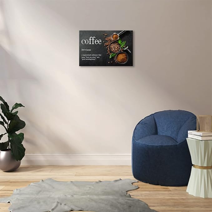 BWSPACE Coffee Bean Decor Canvas Wall Art for Kitchen, Bar, Home Office - Modern Decorations Sign Artwork Painting Ready to Hang (30x40 inches)