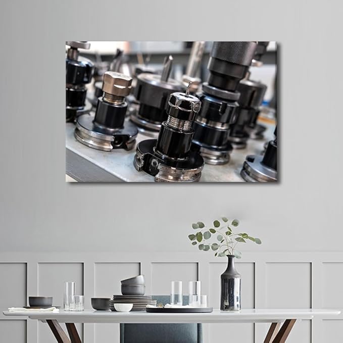 Machine Drill Bits Pictures for Bedroom Wall Decor Machine Shop Prints Wall Art Artwork for Home Walls 1 Piece Wall Art Framed Art Wall Decor Canvas Wall Art Ready to Hang, 24" x36"