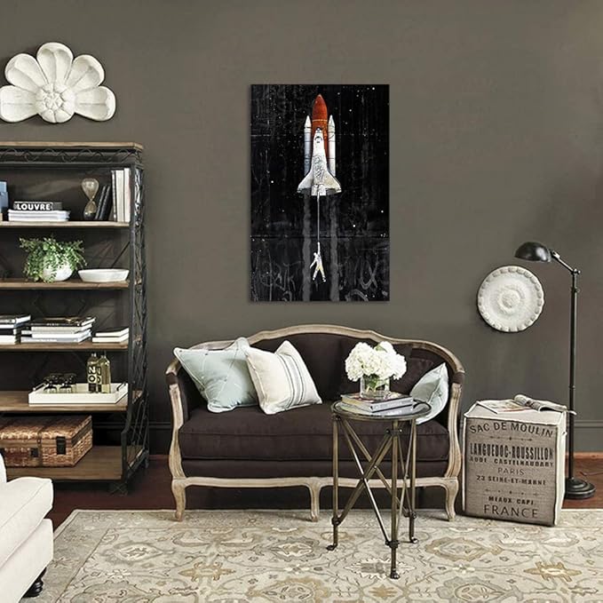 Yatsen Bridge Lift Off Banksy Style Poster and Print on Canvas, Pop Wall Art, Modern Home Wall Decorations Stretched and Framed Ready to Hang - 28x44 inches