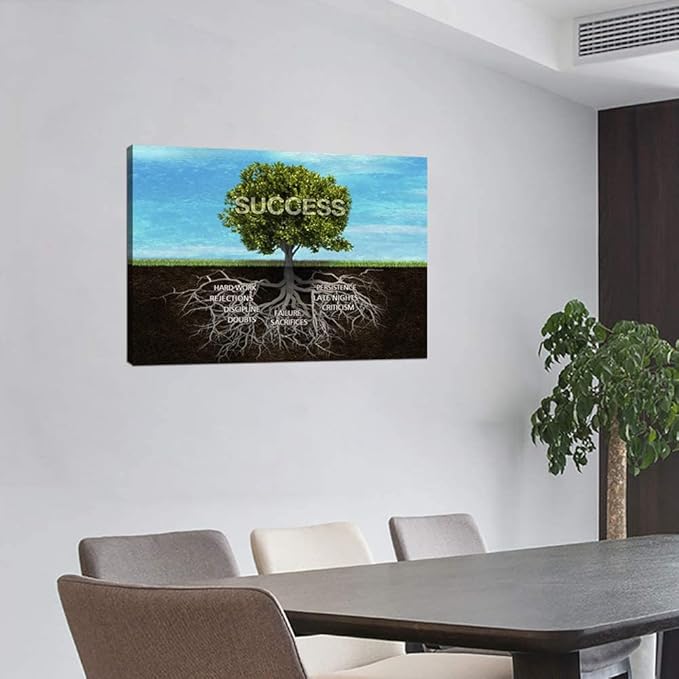 Yatsen Bridge Modern Motivational Wall Art for Office Decor Success Tree Roots Inspirational Wall Posters Entrepreneur Canvas Art Framed Ready to Hang - 12''Hx16''W