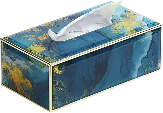 Stylish Tissue Box Waterproof Tissue Box Decorative Tissue Box and Creative Tissue Holder for Bathroom Dressers Offices Gift Bar Decor Bar Modern Tissue Box (Color : Blue, Size : Large) (Blue Small)