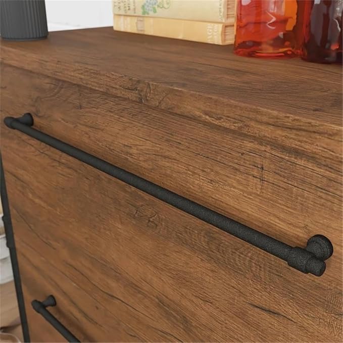 Sauder Iron City Lateral File, Checked Oak Finish