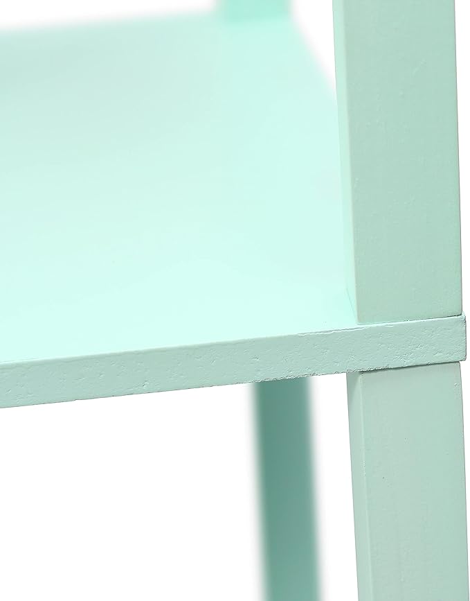 Simple Designs LF1014-AQU-LB Three Shelf Etagere Organizer Storage Floor Lamp with White Linen Shade for Living Room, Bedroom, Office, Hallway, Aqua, with Feit LED Bulb Included