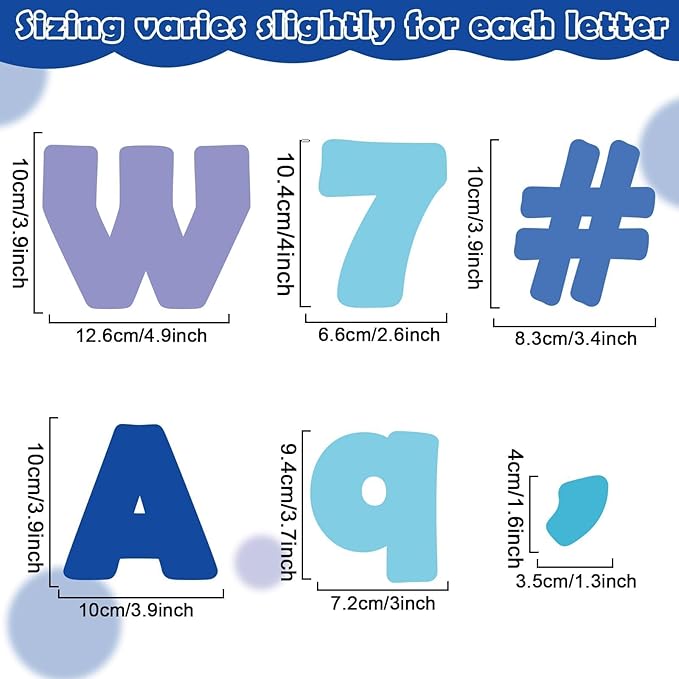 260 PCS Bulletin Board Letters for Classroom 4" Letter Combo Pack Set Blue Ocean Under the Sea Winter Decorations Alphabets Numbers Symbols Letters for Bulletin Board Cutouts Cards for Classroom Decor