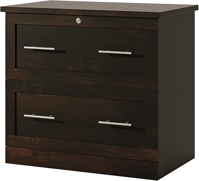 Realspace® 29-7/16"W x 18-1/2"D Lateral 2-Drawer File Cabinet, Peppered Black