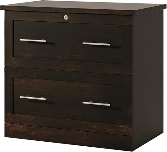 Realspace® 29-7/16"W x 18-1/2"D Lateral 2-Drawer File Cabinet, Peppered Black