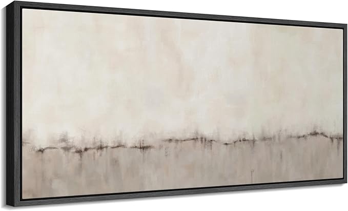 SIGNFORD Extra Large Framed Canvas Minimalist Neutral Soundwave Abstract Illustrations Modern Art for Living Room, Bedroom, Office - 60"x30"