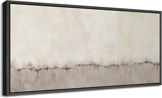 SIGNFORD Extra Large Framed Canvas Minimalist Neutral Soundwave Abstract Illustrations Modern Art for Living Room, Bedroom, Office - 60"x30"