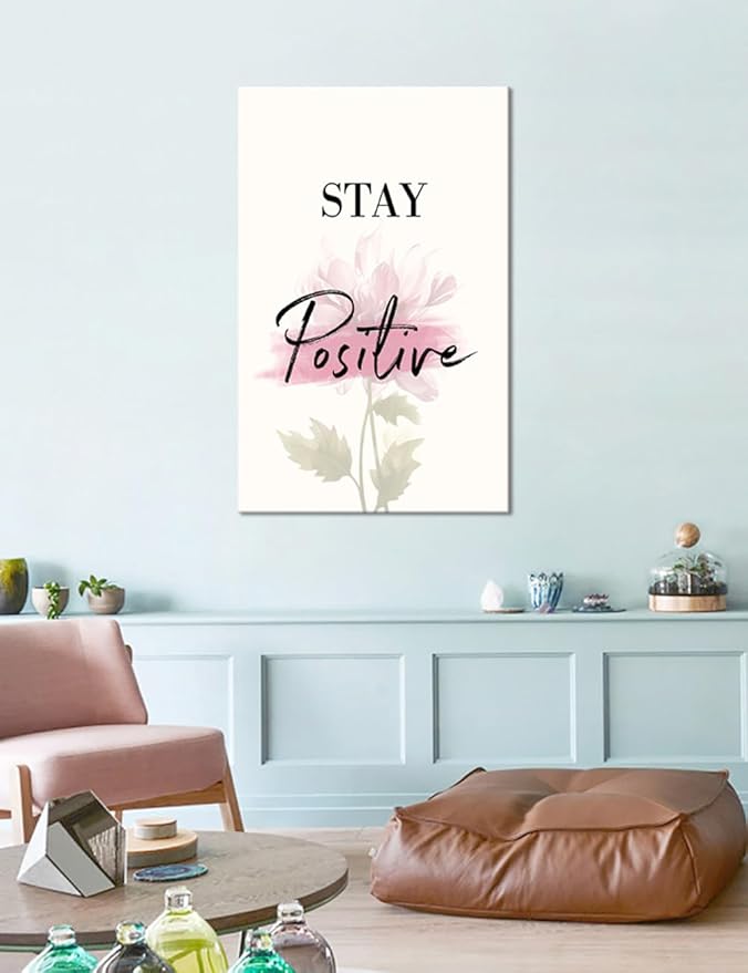 Inspirational Wall Art Large Office Inspirational Quotes Canvas Prints Artwork Modern Pink Flowers Pictures Motivational Wall Decor Living Room Study Room Decor Framed Ready to Hang-28''W x 44''H
