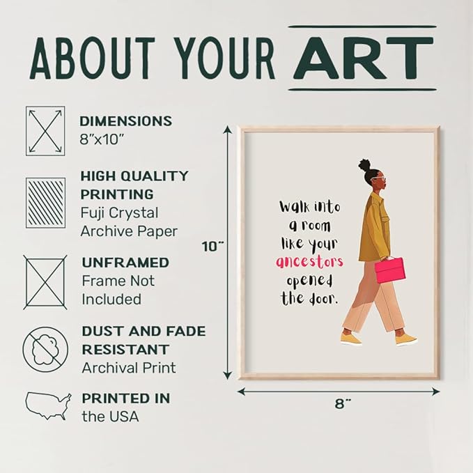 African American Womens Office Decor - Black Girl Wall Art - Black Woman Inspirational Wall Art - Boss lady African American Wall Decor - positive Quotes Wall Decor - Motivational poster 8x10