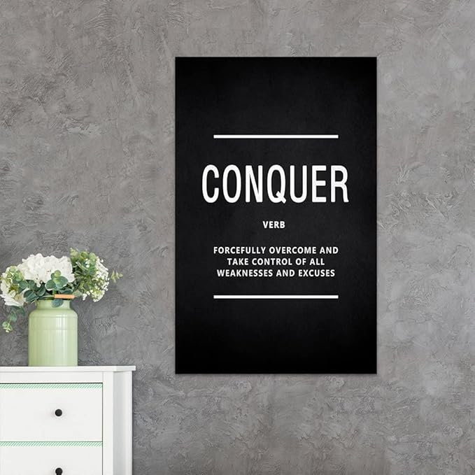 Yatsen Bridge Motivational Wall Art Pictures Inspirational Posters Prints on Canvas Conquer Verb Inspiring Entrepreneur Quotes Office Wall Painting Artwork Home Office Decorstions Framed (28" Wx44 H)