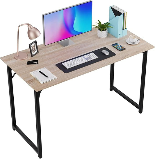 FDW 47 inches Computer Desk/Home Office Desk/Writing Study Table/Modern Simple Style PC Desk with Metal Frame,Nature