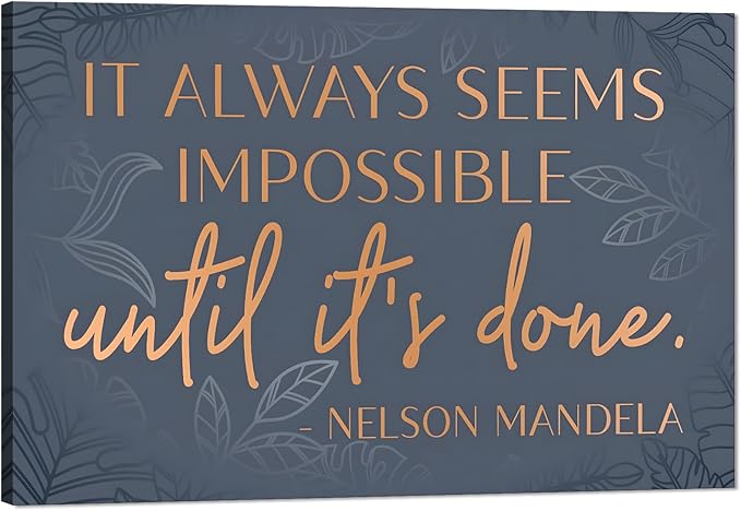 Yatsen Bridge Inspirational Wall Art - Positive Office Picture Motivational Wall Decor It Alaways Seems Impossible Until It's Done Quotes On Canvas Entrepreneur Print Poster for Bedroom Home, 24x36 in