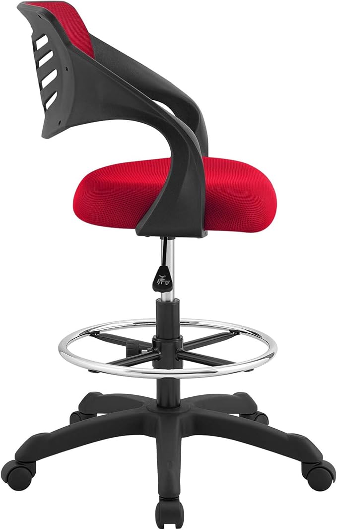 Modway Thrive Drafting Chair - Tall Office Chair for Adjustable Standing Desks in Red