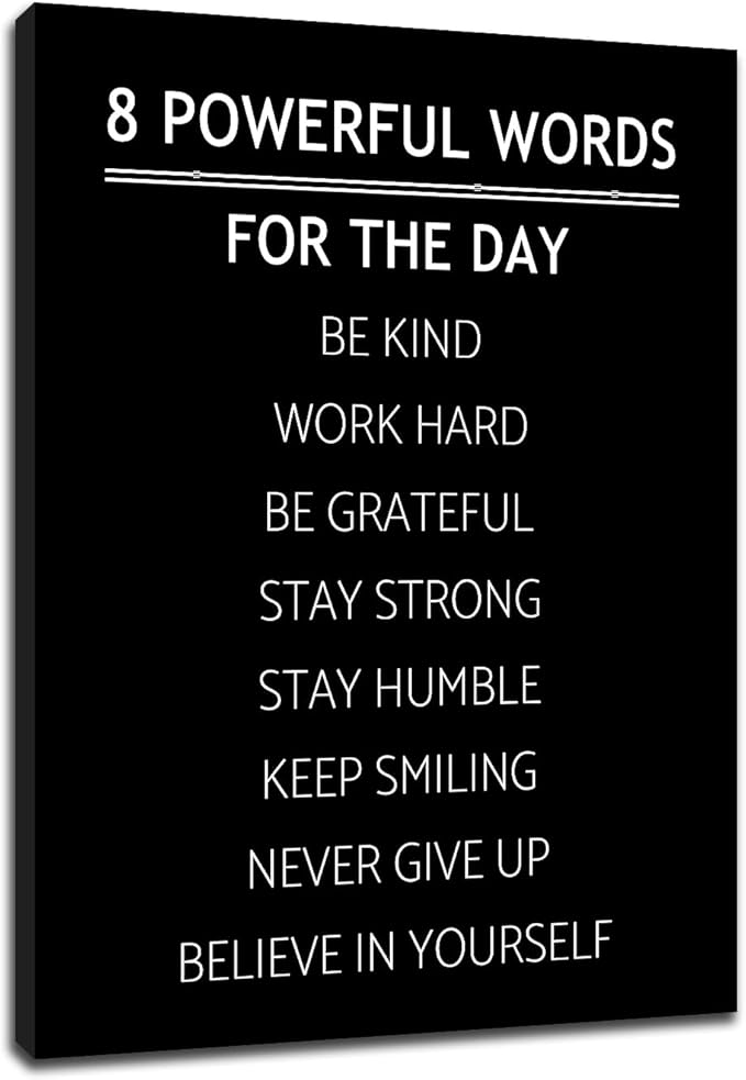 DINGFUN 8 Powerful Words Motivational Wall Decor Inspirational Office Entrepreneur Quotes Discipline Poster Wall Art Print Positive Picture Artwork for Gym Workspace Ready to Hang [18''W x 24''H]
