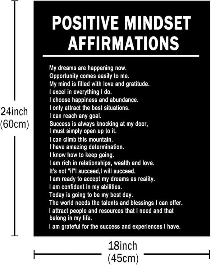 PSYYSP Motivational Office Wall Art Positive Mindset Affirmations Inspirational Painting Poster Entrepreneur Quotes Picture Print for Home Bedroom Office Wall Decoration Ready to Hang [18''Wx24''H]