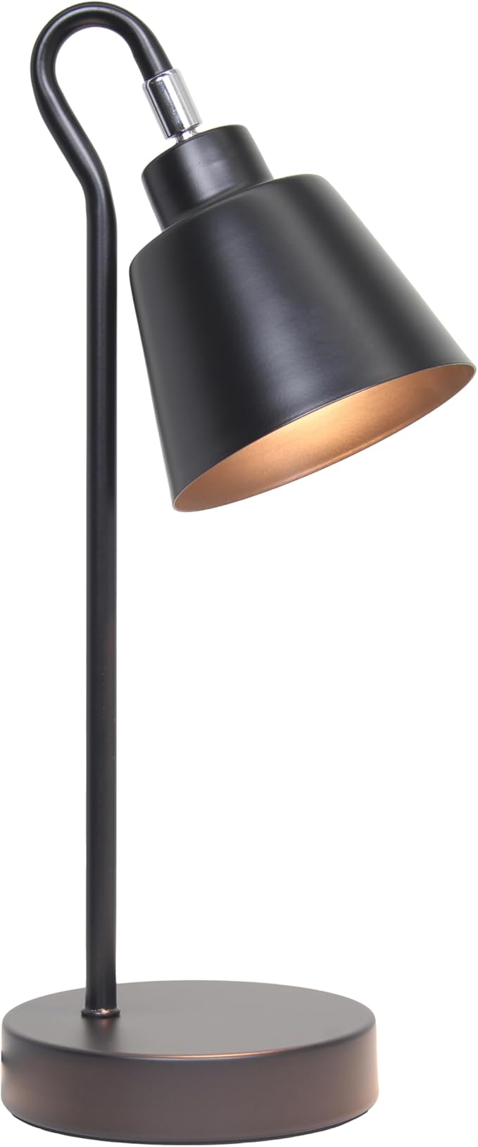 Simple Designs LD1079-BLK 16" Sleek Essentials Metal Looped Desk Task Lamp with Adjustable Shade, for Office, Desk, Nightstand, Dorm, Black