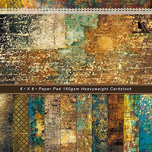 Scrapbook Paper Pad 6x6 Vintage Colored Designs, Single-Sided Decoupage Sheets, Colorful Cardstock for DIY Scrapbooking, Cardmaking, Junk Journal Craft Supplies - 24 Pcs