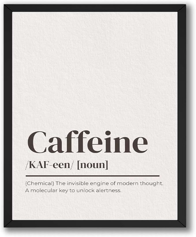 ALPINE INK CO. Caffeine Glossy Poster - Molecular Key to Unlock Alertness Wall Art - Motivational Decor for Office or Coffee Station - Energy Boosting Design - 8x10 Unframed Glossy Print