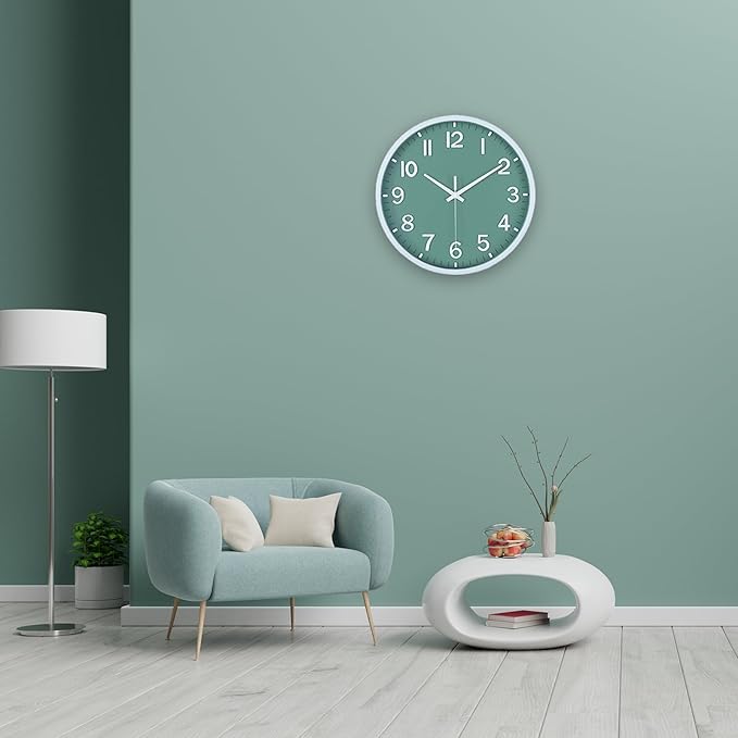 Wall Clocks Battery Operated 14 inch Modern Wall Clock,Silent Non Ticking Wall Clock for Living Room Bedroom Kitchen Office Classroom Decor (White and Black)