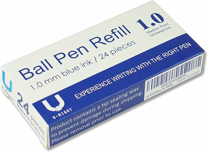 24 Pcs Ballpoint Pen Refills 1.0 mm Point Blue Ink