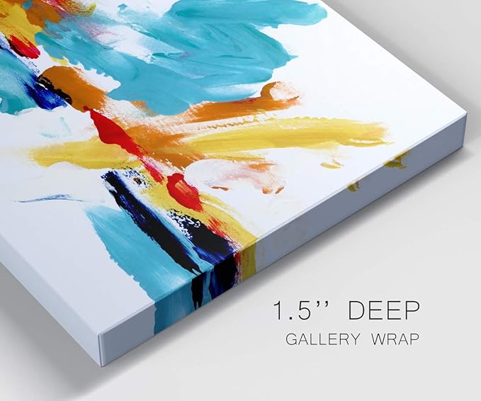 Landscape Wall Art Premium Gallery Wrapped Canvas Abstract Ocean Forest Modern Artwork Decoration for Living Room Kitchen Bathroom Office, Ready to Hang