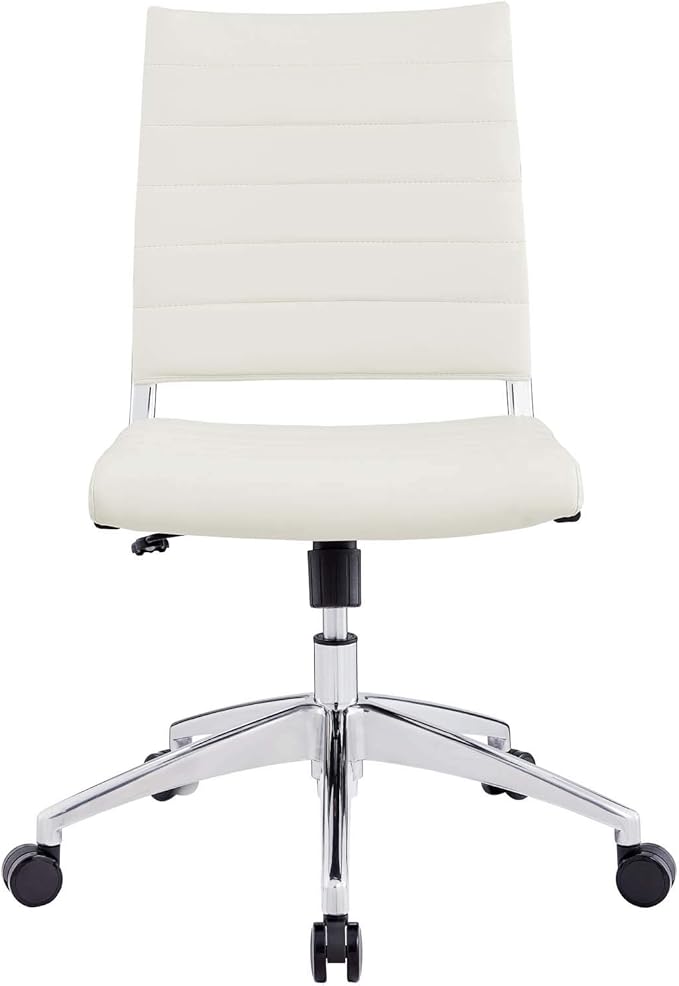 Modway Jive Ribbed Armless Mid Back Swivel Conference Chair In White