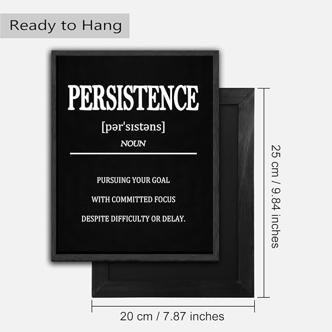 Drsoum Motivational Wall Art 𝗙𝗿𝗮𝗺𝗲𝗱 Inspirational Office Quotes for Living Room Encouraging Canvas Posters for Bedroom Sayings for Wall Decor - 8” x10” x6 PCS Black Framed