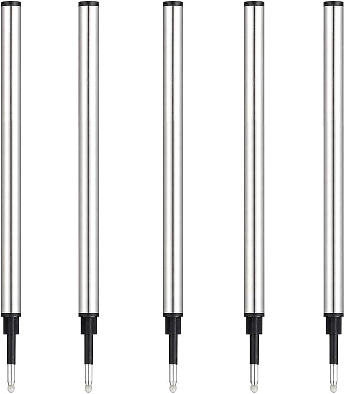 DunBong Rollerball Pen Refills, Roller Ball Fine Point 0.5mm, Red Ink Refill Pack of 5 - Replaceable Ballpoint Pen Refills Medium Point (Navy Blue)